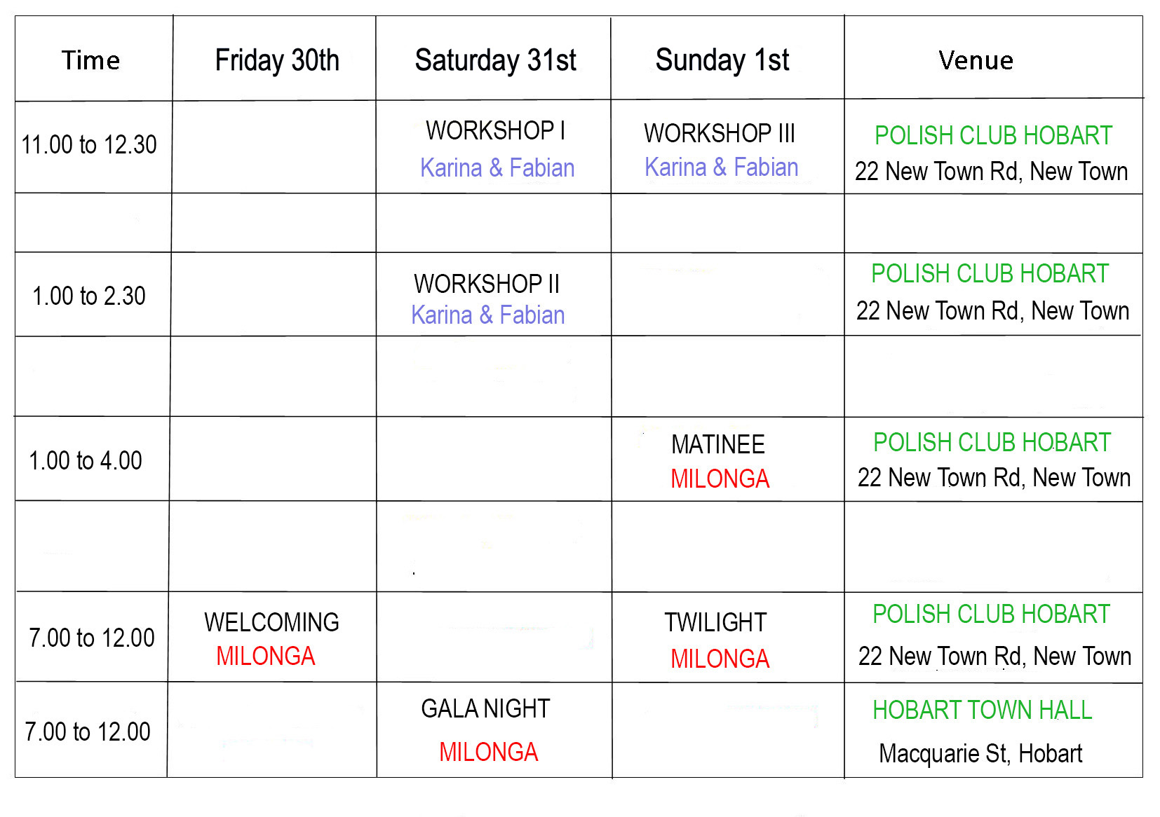 timetable